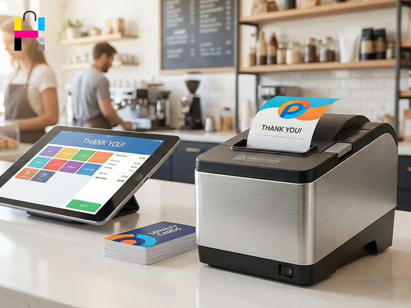 چاپگر حرارتی روی میز فروشگاه