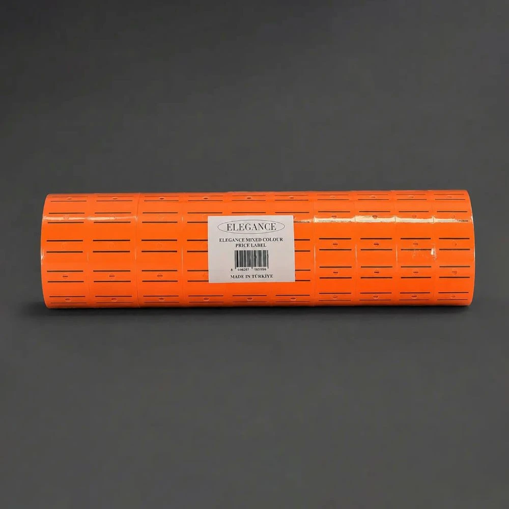 elegance-orange رول برچسب قیمت زن دستی الگانس نارنجی فلورسنت بسته ۱۰ عددی - Image 1