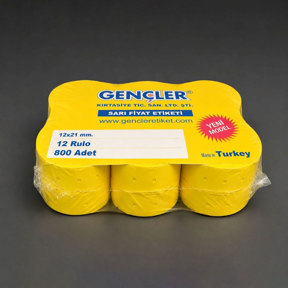 gencler-yellow رول برچسب قیمت زن دستی گنچلر زرد بسته ۱۲ عددی